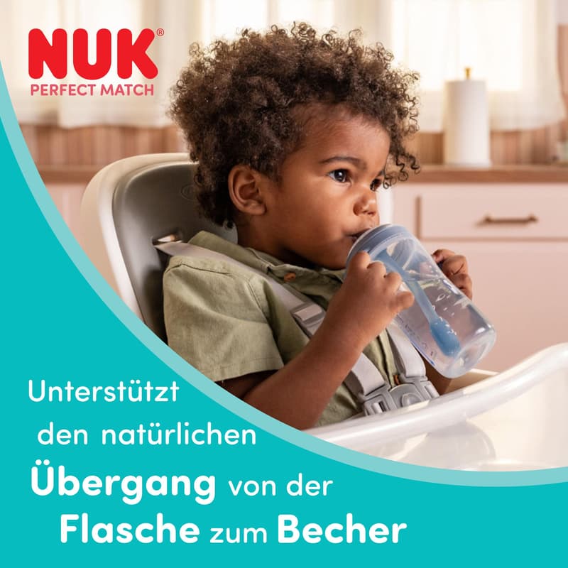 NUK Perfect Match Trinklernflasche Strohhalm Pinguin 260ml