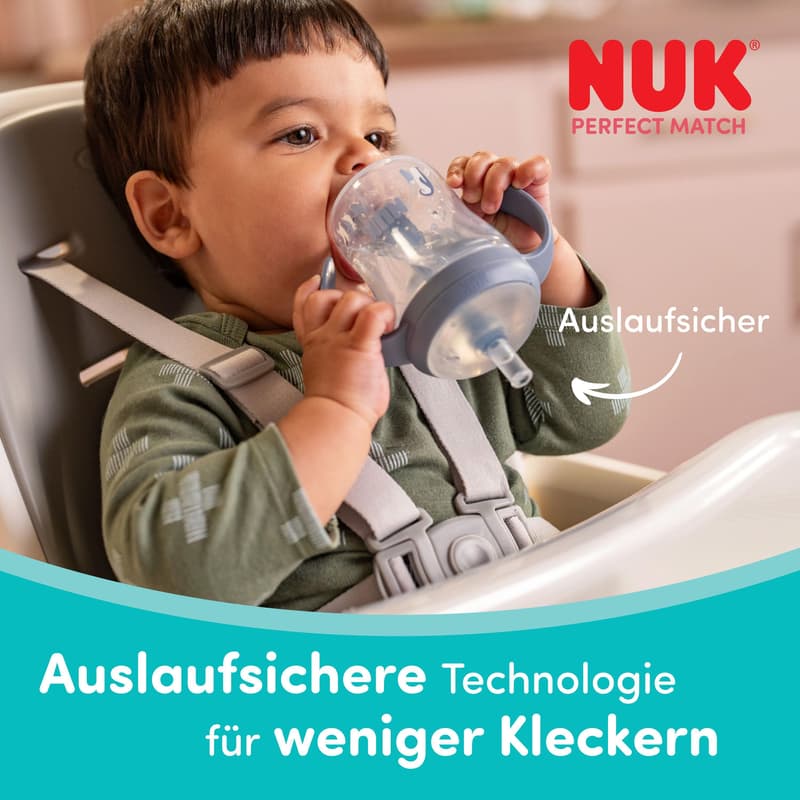 NUK Perfect Match Trinklernflasche Strohhalm Pinguin 260ml