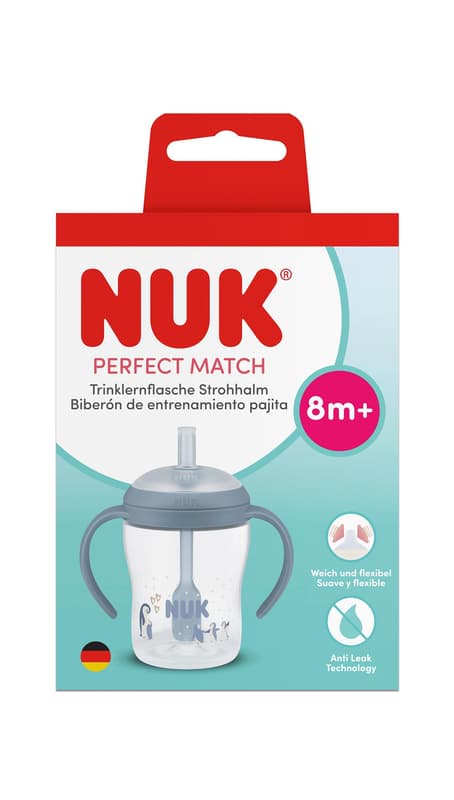 NUK Perfect Match Trinklernflasche Strohhalm Pinguin 150ml