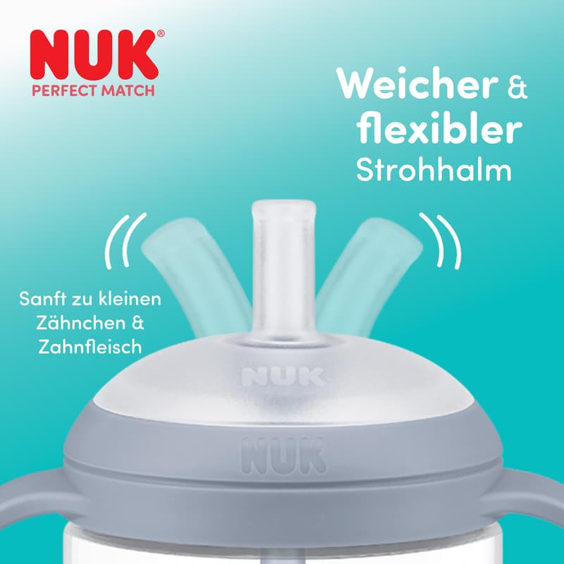NUK Perfect Match Trinklernflasche Strohhalm Pinguin 150ml