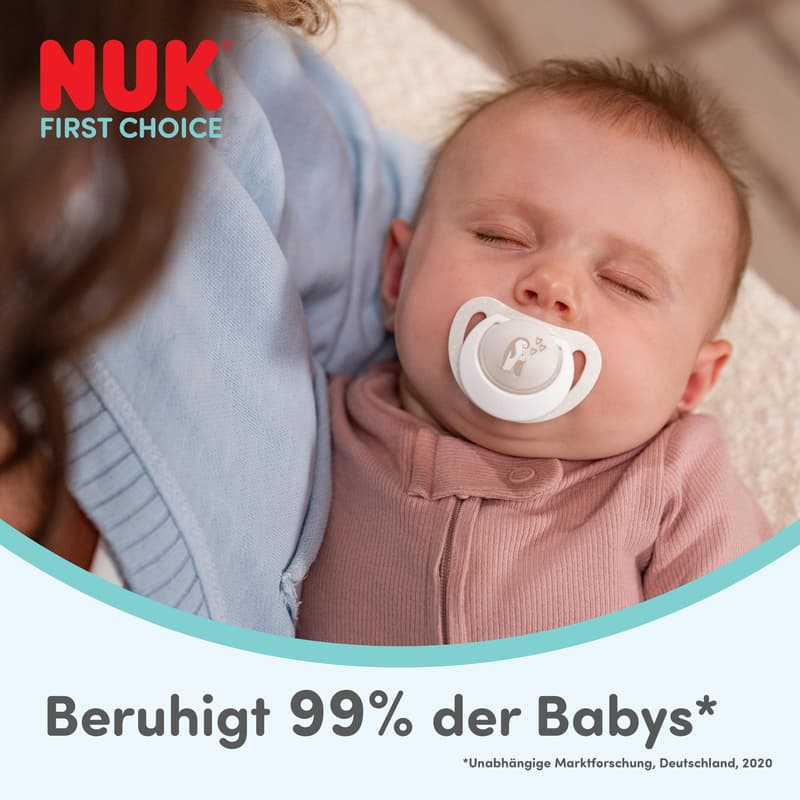 NUK First Choice Night Silikon-Schnuller 6-18 Monate Hase & Schaf