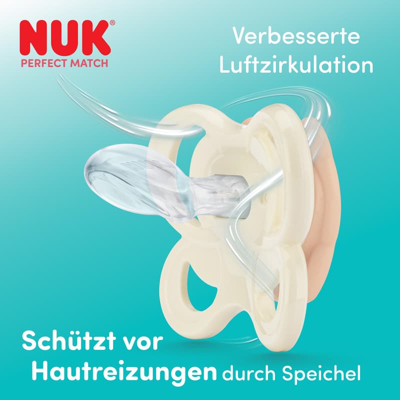 NUK Perfect Match Air Silikon-Schnuller 0-6 Monate Bär & Frosch