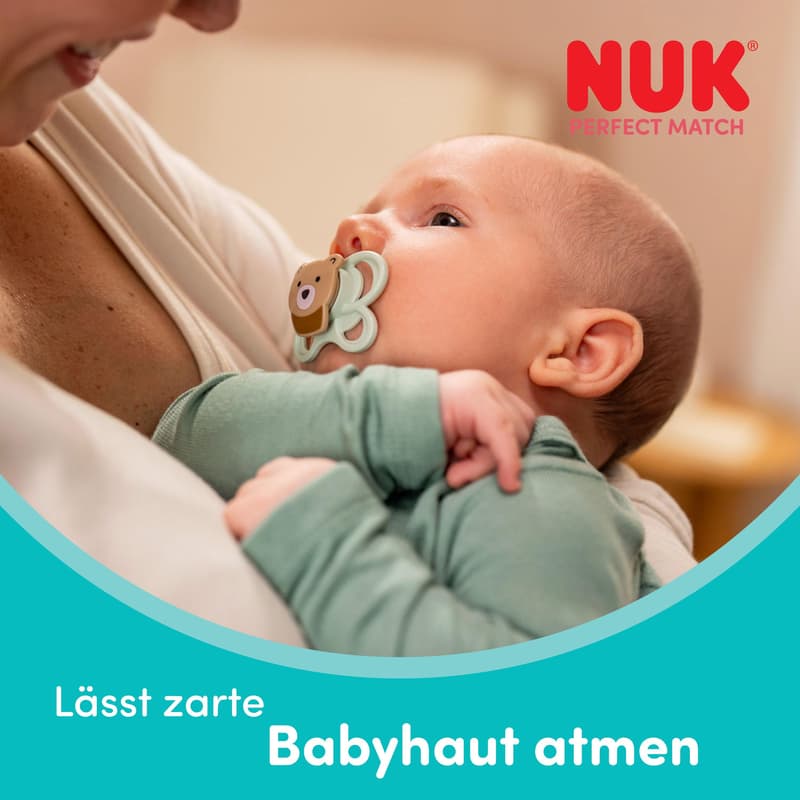 NUK Perfect Match Air Silikon-Schnuller 0-6 Monate Bär & Frosch