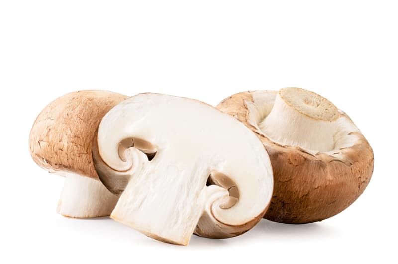 Brown mushrooms, in the shell