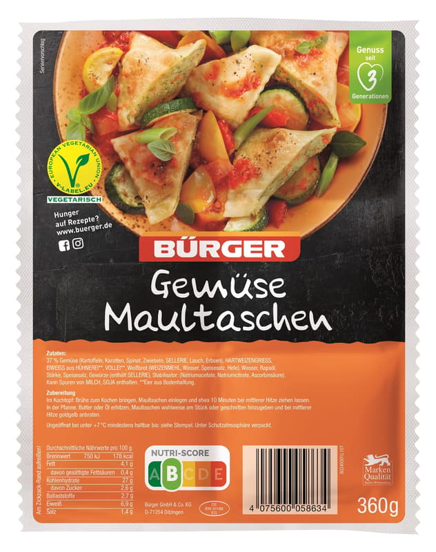 Bürger Gemüsemaultaschen