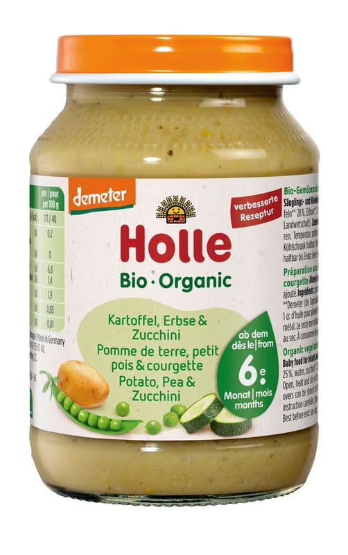 Holle jar vegetables potato, pea & courgette
