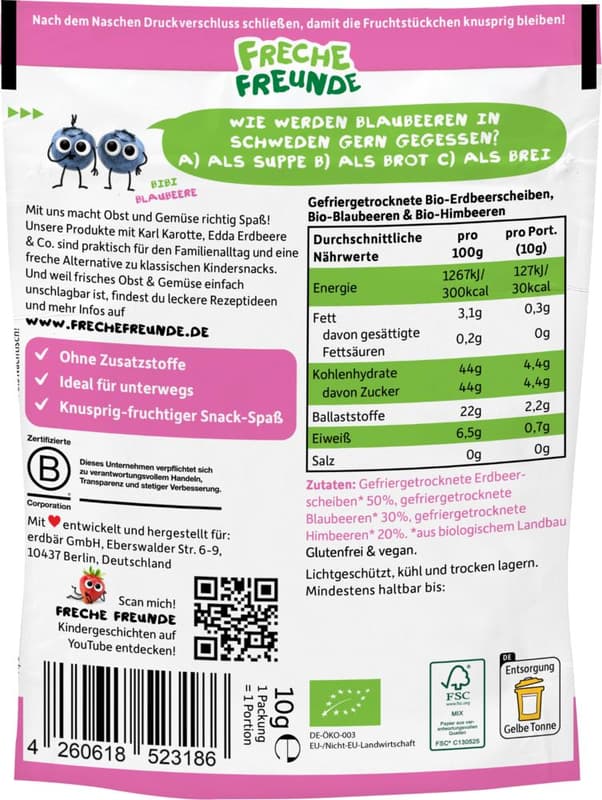 Freche Freunde Organic Red Berry Mix Fruit Chips