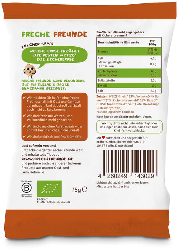 Freche Freunde Organic "Cheeky Pretzels Chickpea