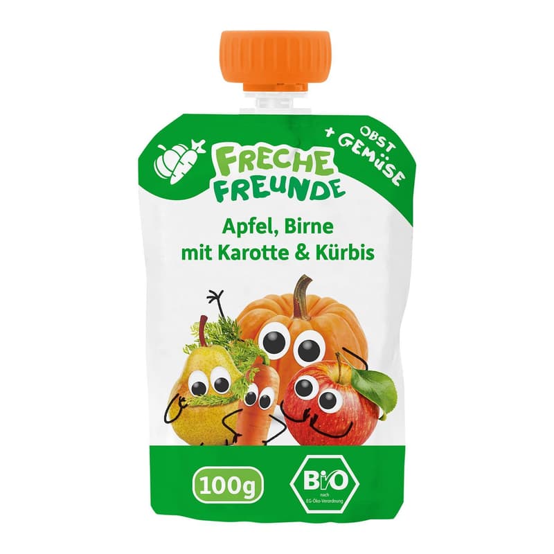 Freche Freunde Organic Squeeze Pouch "Apple, Pear, Carrot & Pumpkin"