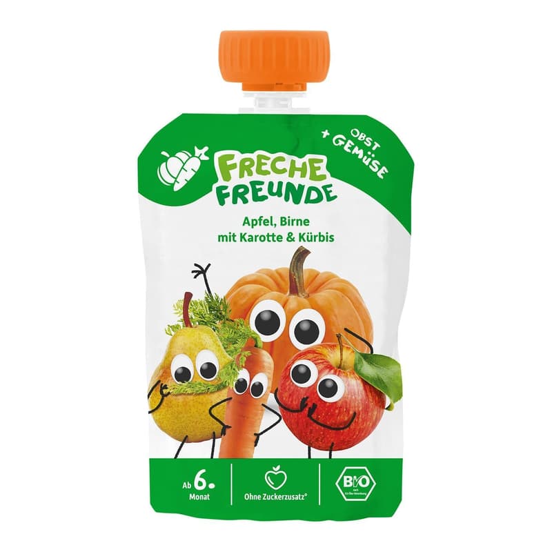 Freche Freunde Organic Squeeze Pouch "Apple, Pear, Carrot & Pumpkin"
