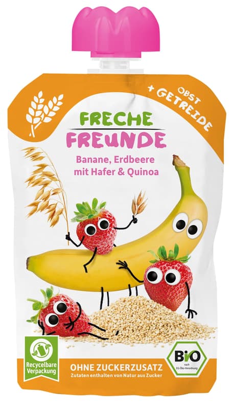 Freche Freunde Bio Quetschie „Banane, Erdbeere & Quinoa"