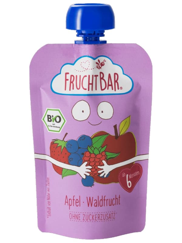 FruchtBar BIO-Fruchtpüree, Apfel, Waldfrucht
