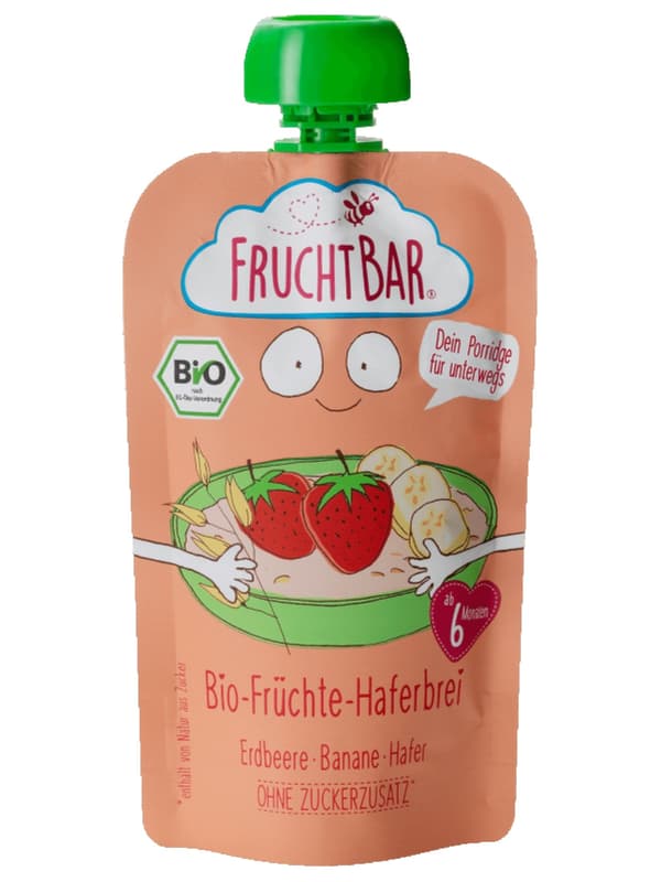 FruchtBar BIO-Früchte-Haferbrei, Erdbeere, Banane, Hafer