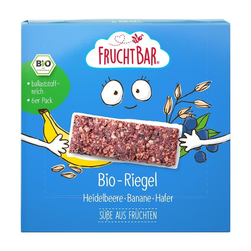 FruchtBar BIO-Riegel, Heidelbeere , Banane , Hafer