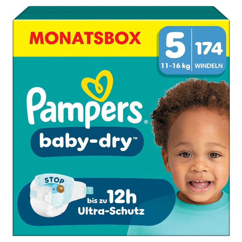 Pampers Baby-Dry Windeln Gr. 5, Monatsbox, 11kg-16kg