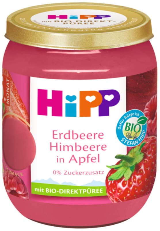 Hipp Strawberry with Raspberry in Apple from 5 months of age