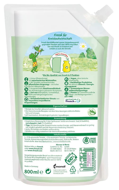 Frosch Aloe Vera Spül-Lotion Nachfüllbeutel
