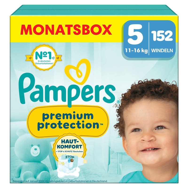 Pampers Premium Protection Gr. 5, Monatsbox, 11kg-16kg