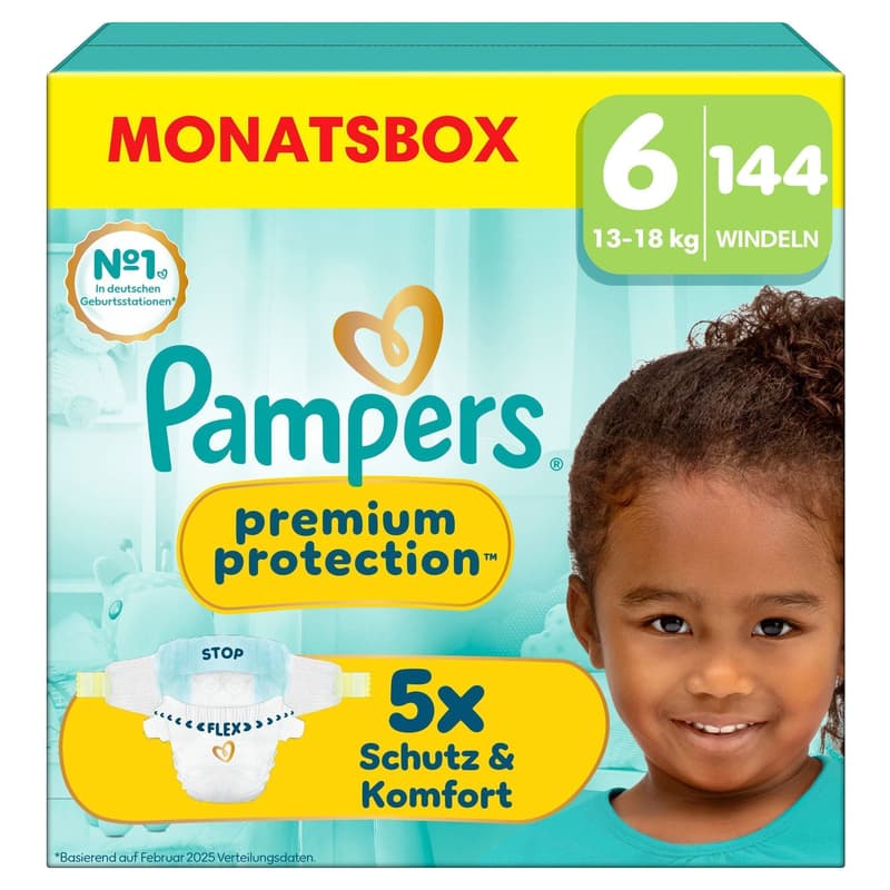 Pampers Premium Protection Diapers Size 6, Monthly Box, 13+kg