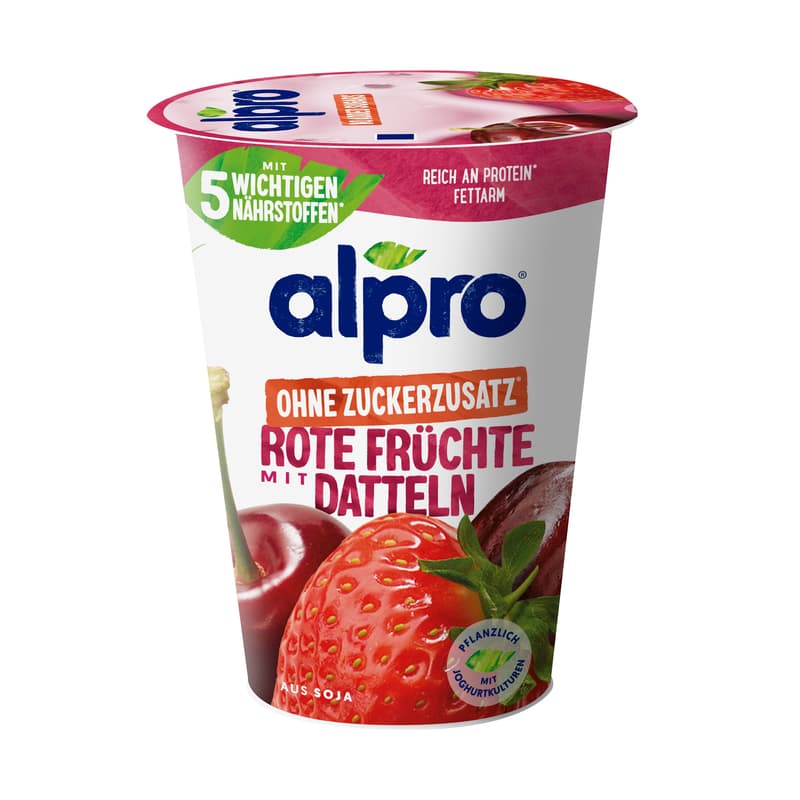 Alpro Soy-based Yogurt Alternative Red Fruits with Dates No Added Sugar VEGAN