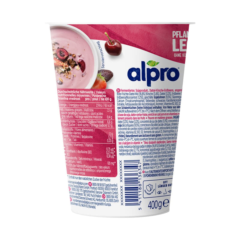 Alpro Soy-based Yogurt Alternative Red Fruits with Dates No Added Sugar VEGAN