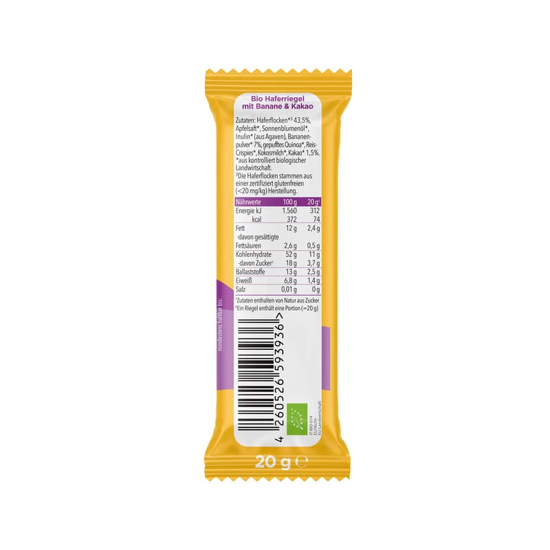 Pumpkin Organics/Organic oat bars with banana & cocoa