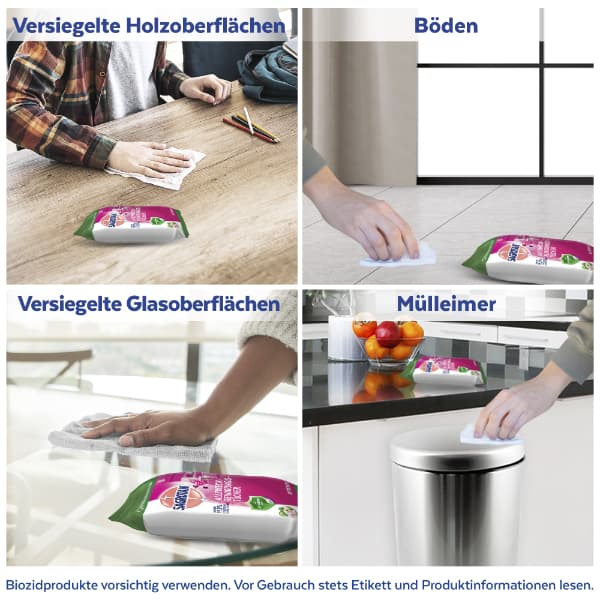 Sagrotan Allzweck-Reinigungstücher Blütenfrische & grüner Apfel