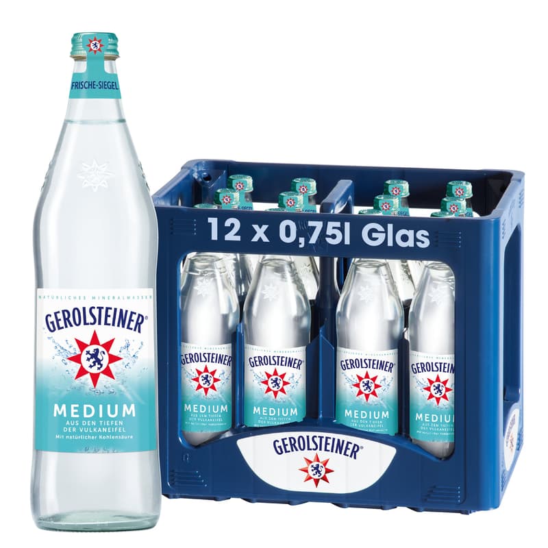 Gerolsteiner Mineral Water Medium Box 12x0.75 l Glass (REFILLABLE)