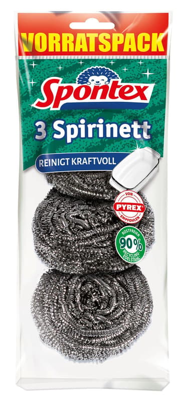 Spontex Spirinett x3, stainless steel spirals, multipack