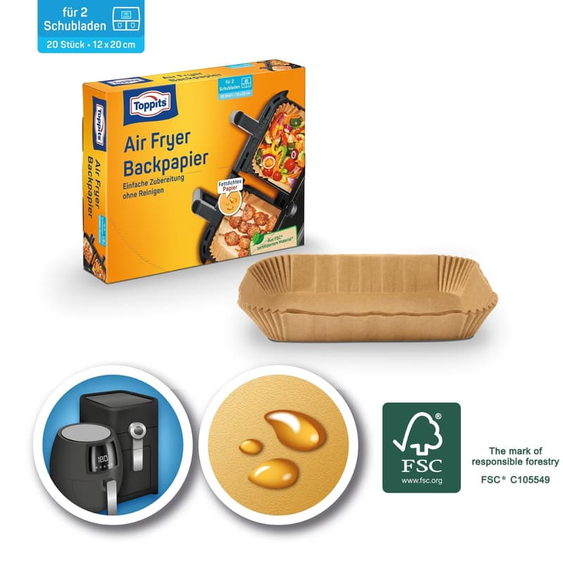 Toppits® Air Fryer Bakingpaper squared