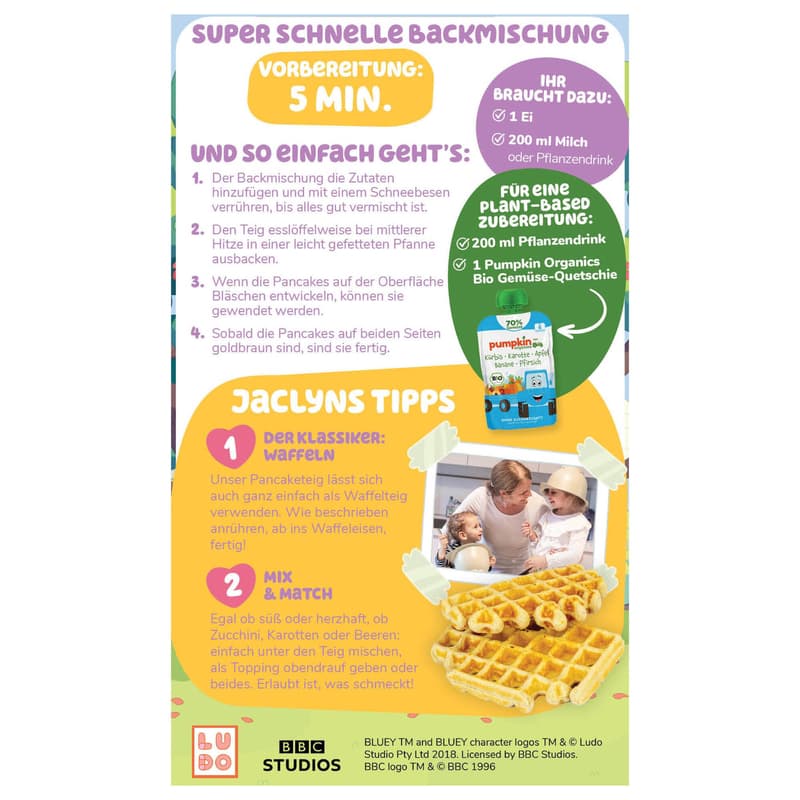 Pumpkin Organics Bluey organic pancake baking mix