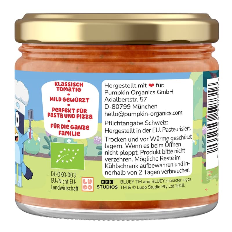 Pumpkin Organics Bluey Organic Tomato Sauce