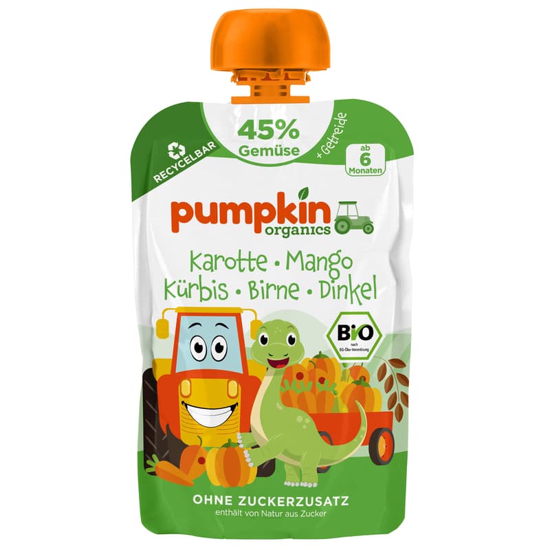 Pumpkin Organics Organic Squeezie: Carrot, Mango, Pumpkin, Pear, Spelt