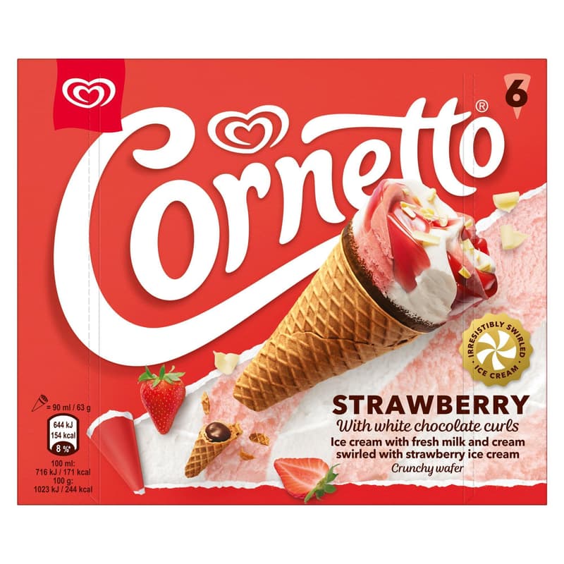 Cornetto Strawberry 6×90 ml