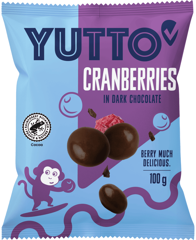 YUTTO Cranberries in dark chocolate 100g
