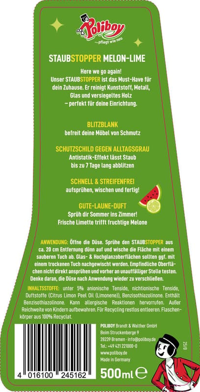 Poliboy Staubstopper Oberflächenreiniger Melone Lime