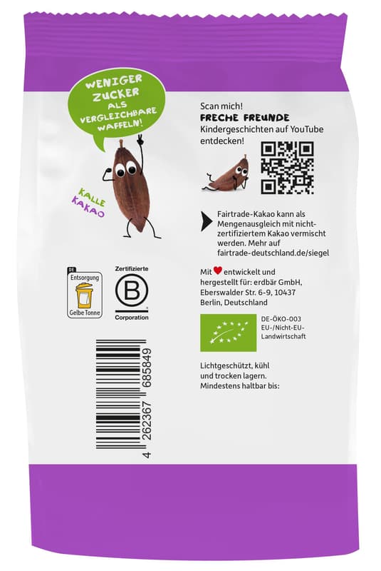 Freche Freunde Organic Cocoa Waffle Hearts