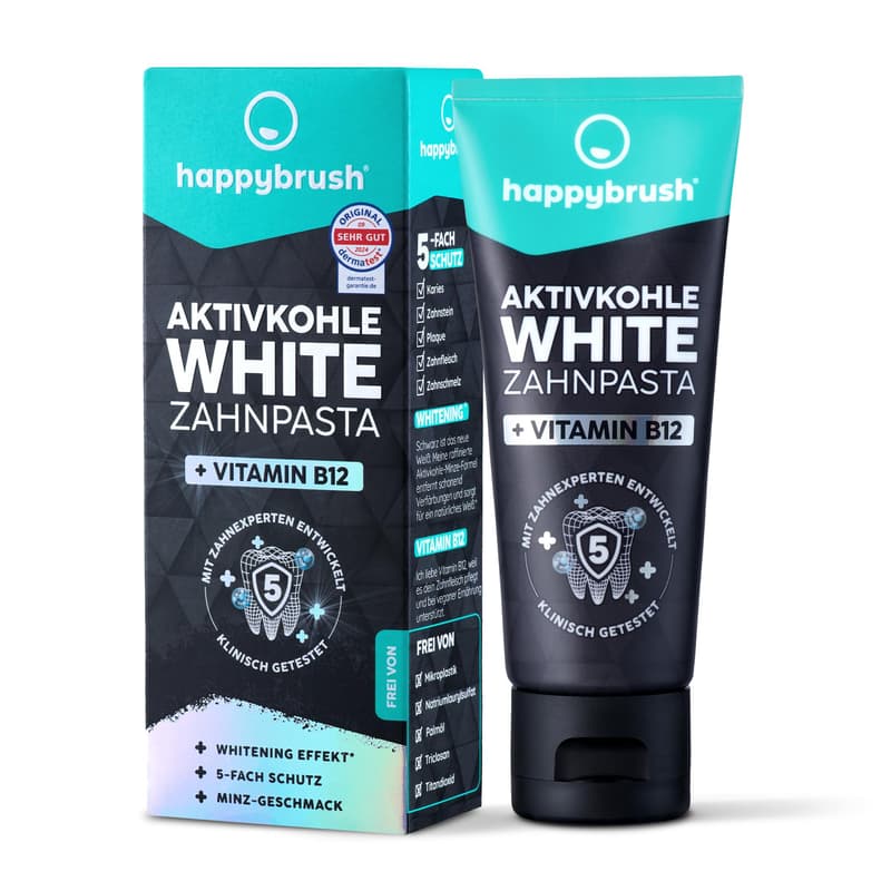 happybrush Activated Charcoal White Toothpaste 75 ml