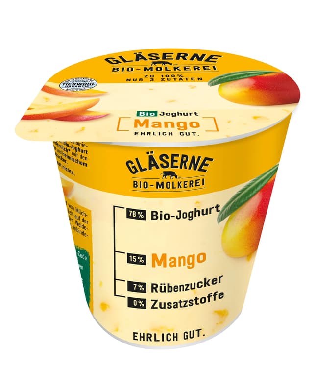 Gläserne Molkerei Organic Joghurt Mango