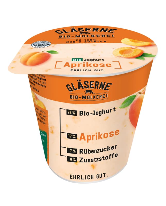Gläserne Molkerei Organic Joghurt Apricot