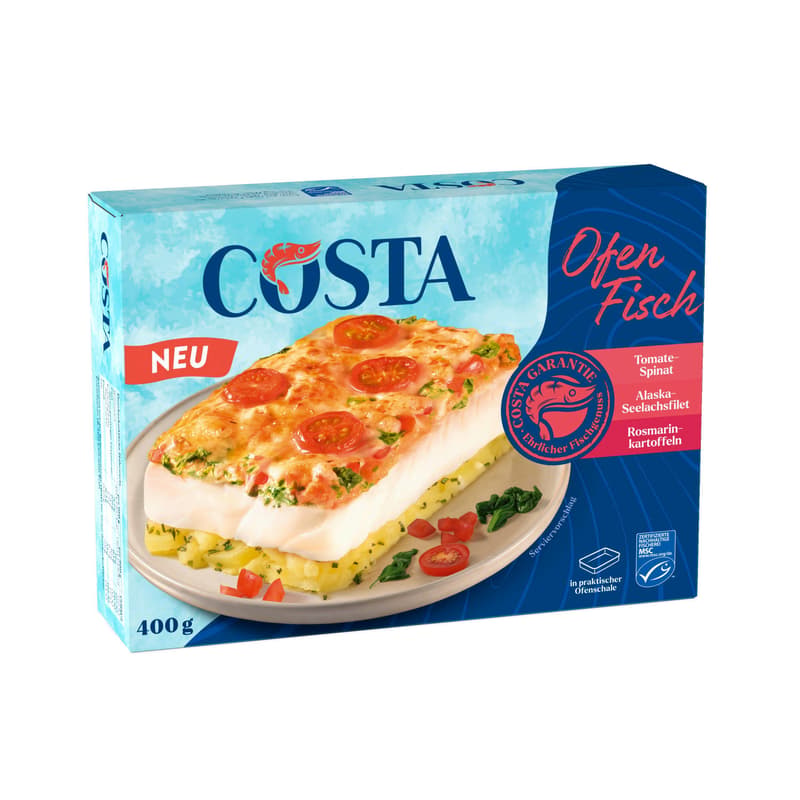 Costa MSC Oven-baked fish with tomato and spinach Alaska pollock fillet rosemary potatoes