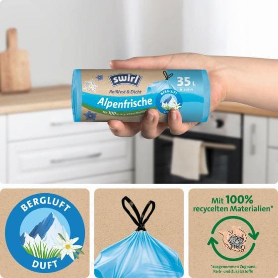 Swirl 35L Zugband-Müllbeutel Alpenfrische