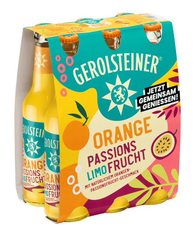 Gerolsteiner Light Lemonade Orange-Passion Fruit 6x0.33l Glass MW Sixpack