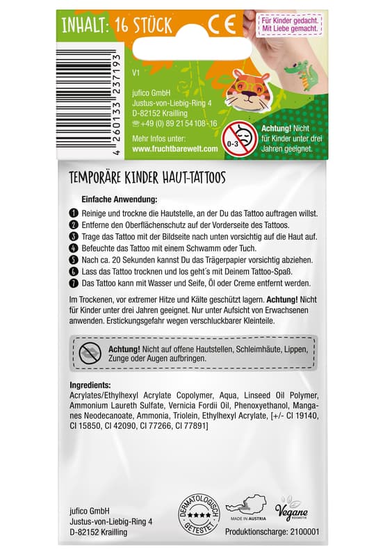 FruchtBar Wunderbunt – Children’s Skin Tattoos (Fantastic Jungle Kingdom)