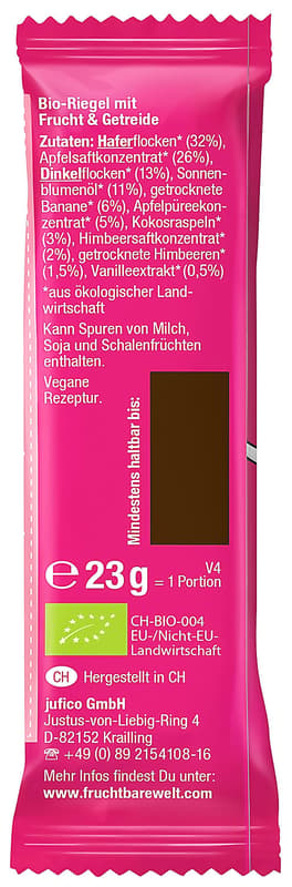 Fruchtbar Bio Riegel Himbeere-Banane-Dinkel