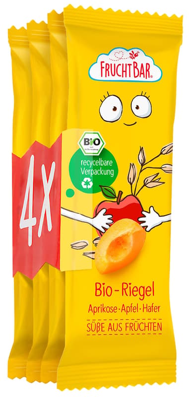 FruchtBar Bio Riegel Aprikose, Apfel, Hafer