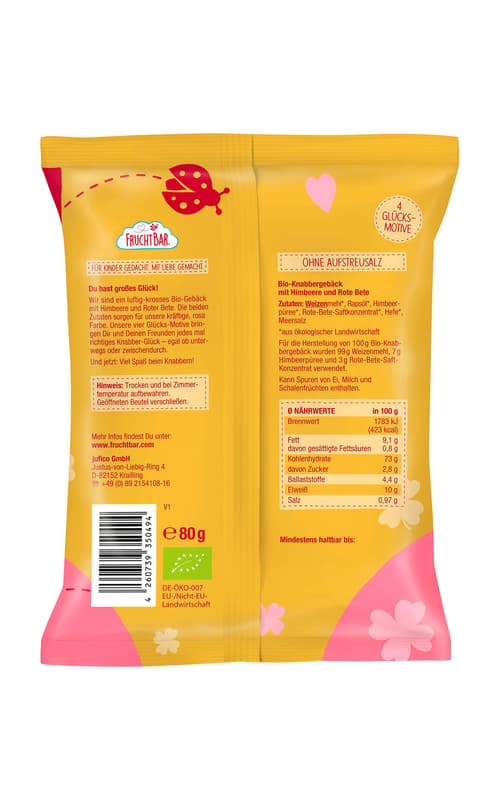 FruchtBar Bio Knabber Glück Himbeere, Rote Bete