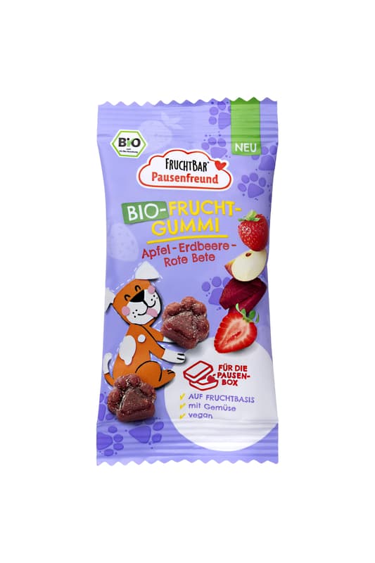 FruchtBar Pausenfreund Bio-Fruchtgummi, Apfel, Erdbeere, Rote Bete