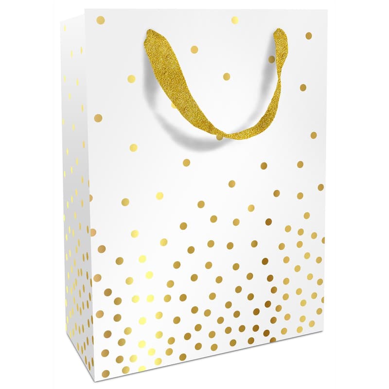 Bag 26x36x13 cm "Golden Dots White"