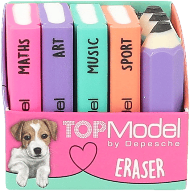 DEPESCHE TOPModel Radierer-Set Mini Schulbücher Mini Stifte 7 Stück